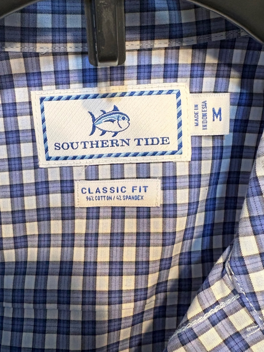 Southern Tide Men's Blue and White Plaid Button-Down Shirt
